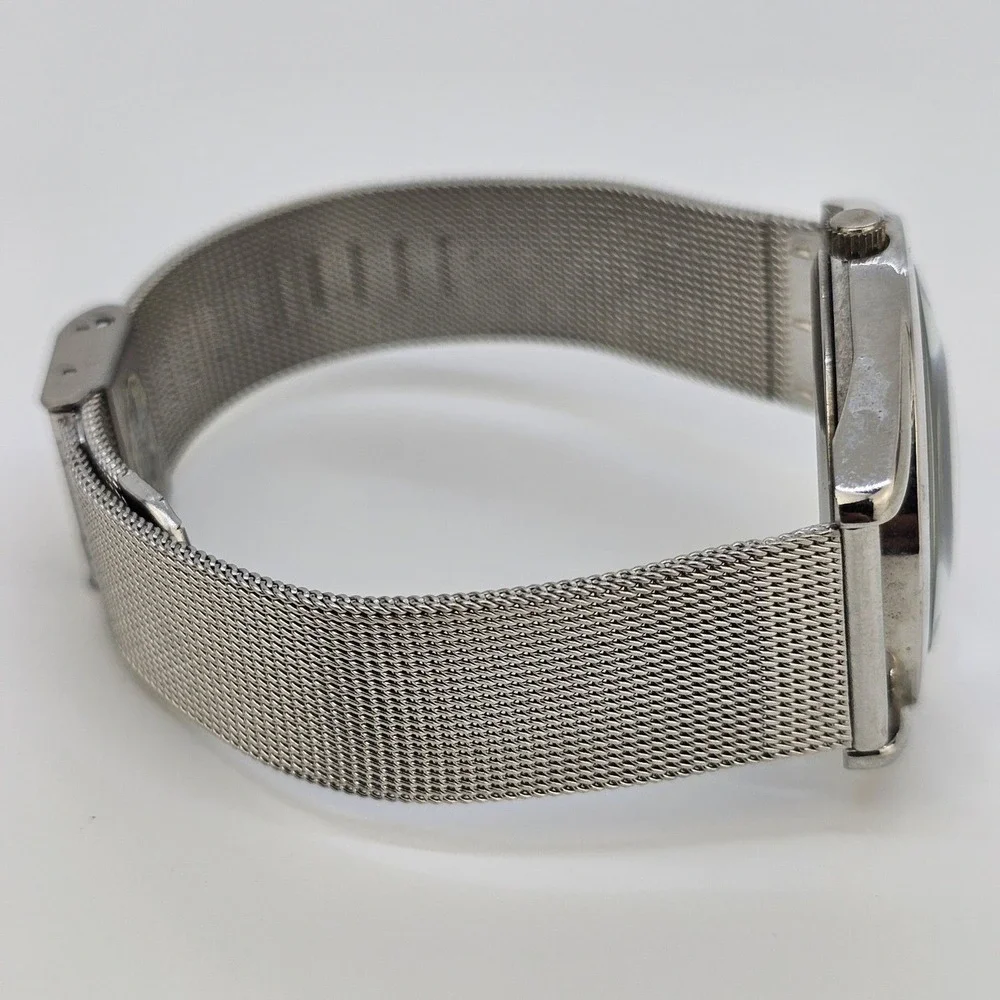 VTG Fondini Men's Watch 36MM Black Dial‎ Gray Mesh Bands New Battery